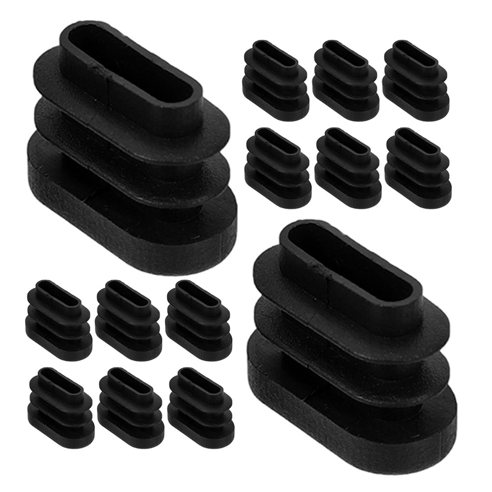 Outdoor Furniture Black - 30Pcs Oval Plastic Table Chair Leg