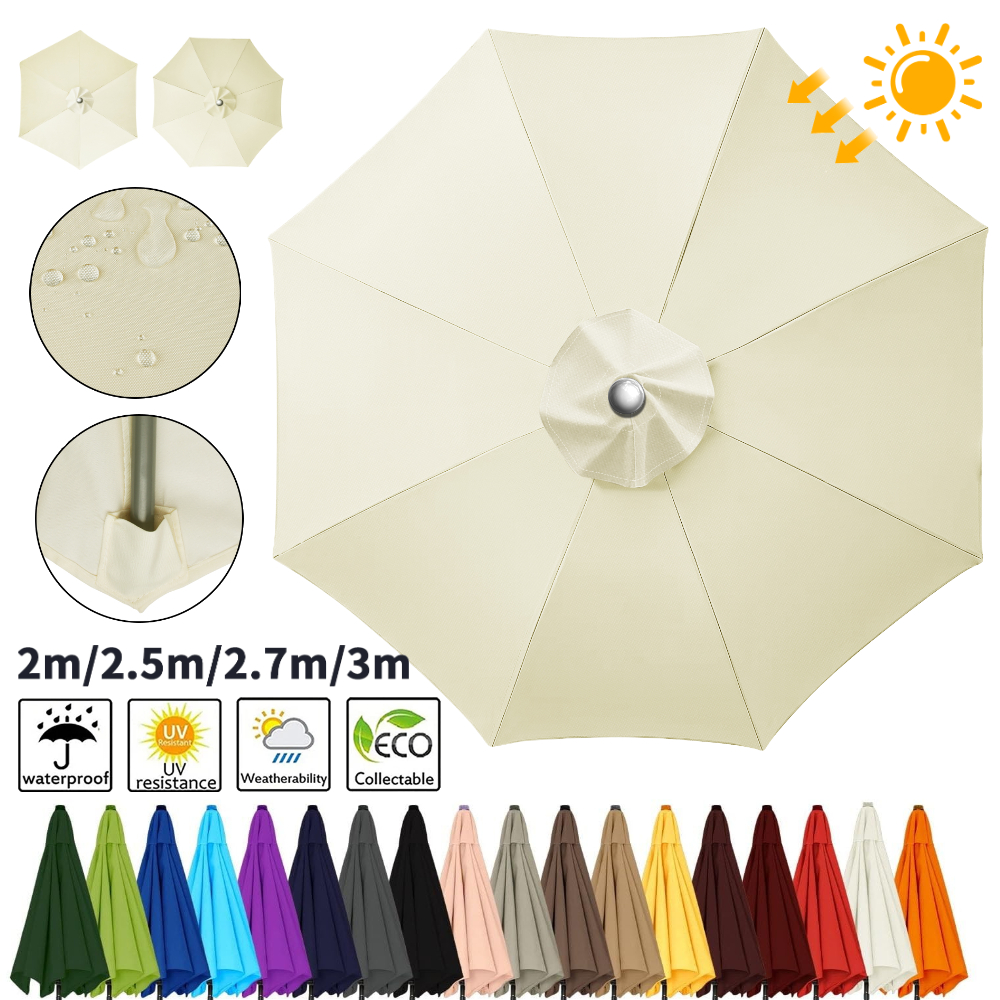 Outdoor Furniture Sunbrella - Waterproof Replacement Umbrella Cloth 6Ribs/8Ribs Parasol
