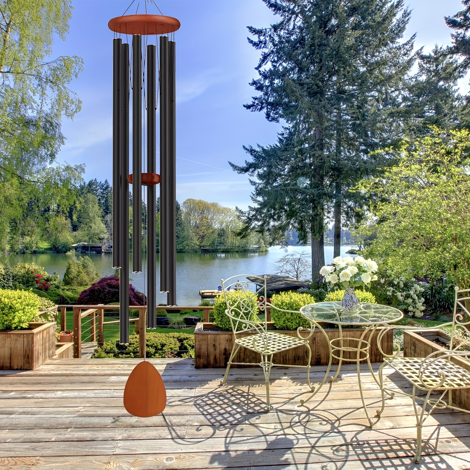 Outdoor Furniture Black - Black Classic Wind Chime - with
