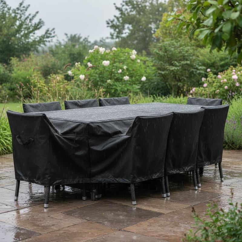 Outdoor Furniture Black - Outdoor Table Set Protector 74x47x28 Inch
