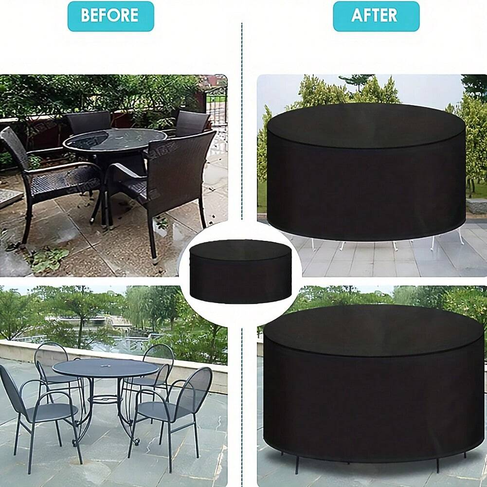 Outdoor Furniture Black - Waterproof Round Patio Furniture Cover -