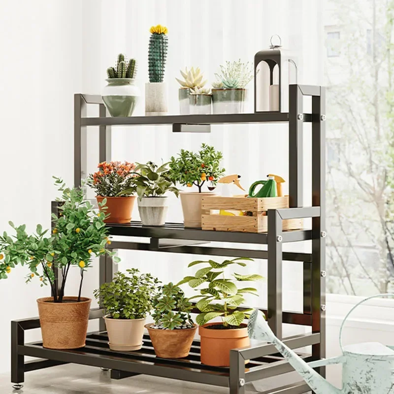 Tiered Display Plant Rack Shel - Outdoor Furniture Black บทวิจารณ์และราคา