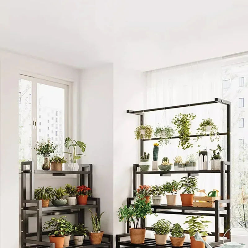 Tiered Display Plant Rack Shel - Outdoor Furniture Black บทวิจารณ์และราคา