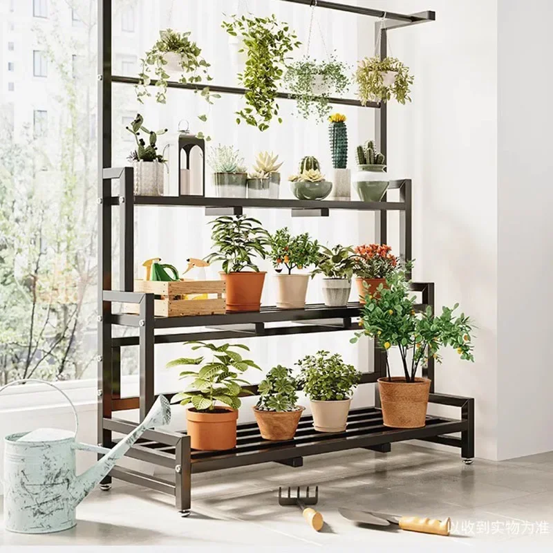 Tiered Display Plant Rack Shel - Outdoor Furniture Black บทวิจารณ์และราคา
