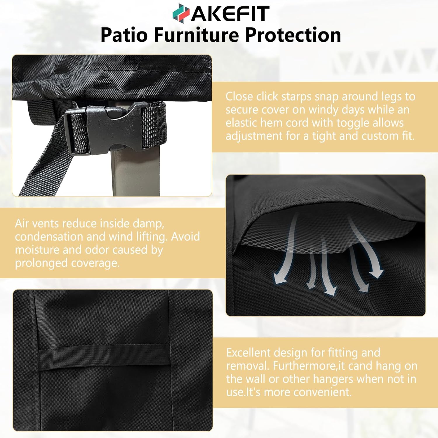 Heavy Duty Waterproof Patio Fu - Outdoor Furniture Black บทวิจารณ์และราคา
