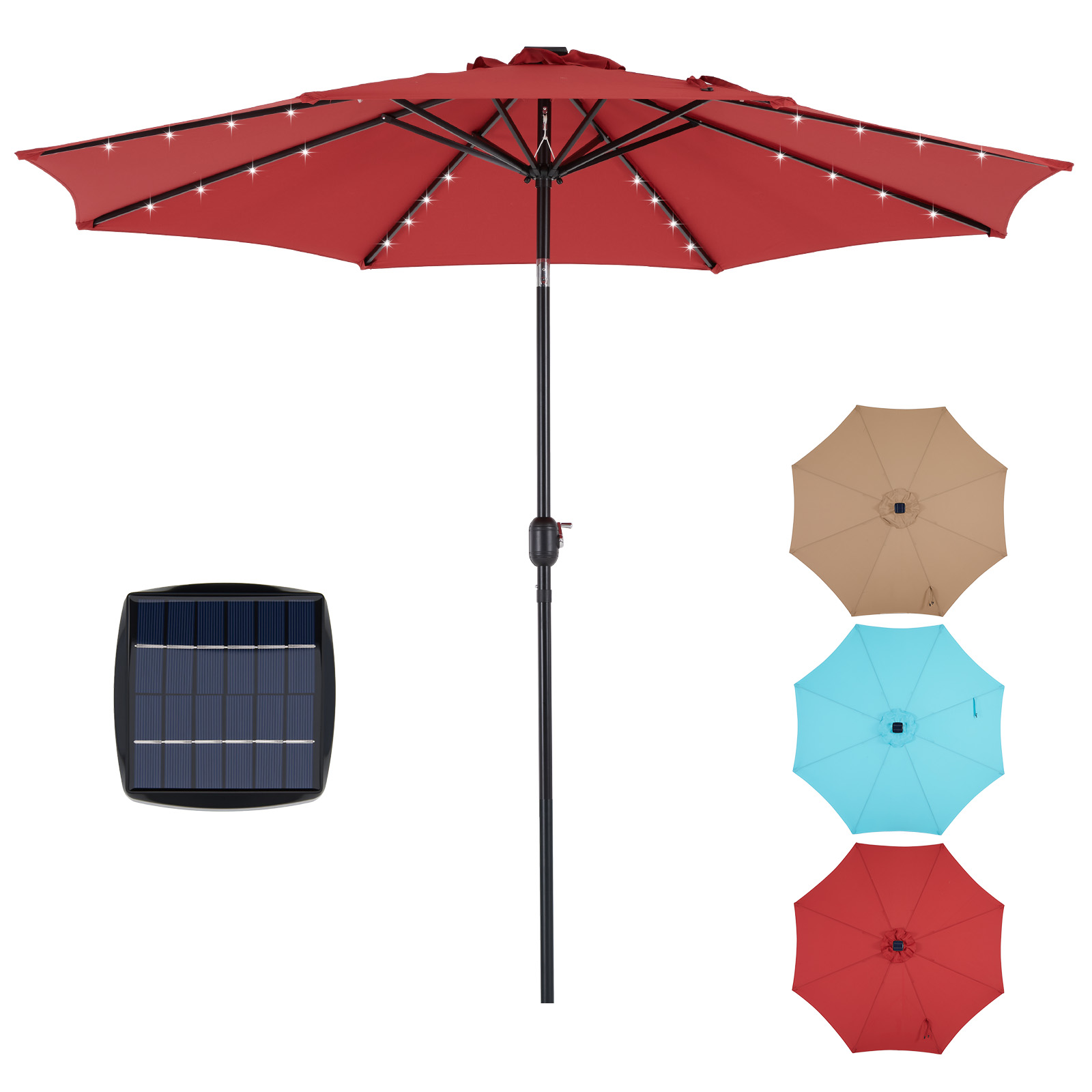 JHK 10FT Solar Patio Umbrella  - Outdoor Furniture Sunbrella บทวิจารณ์และราคา