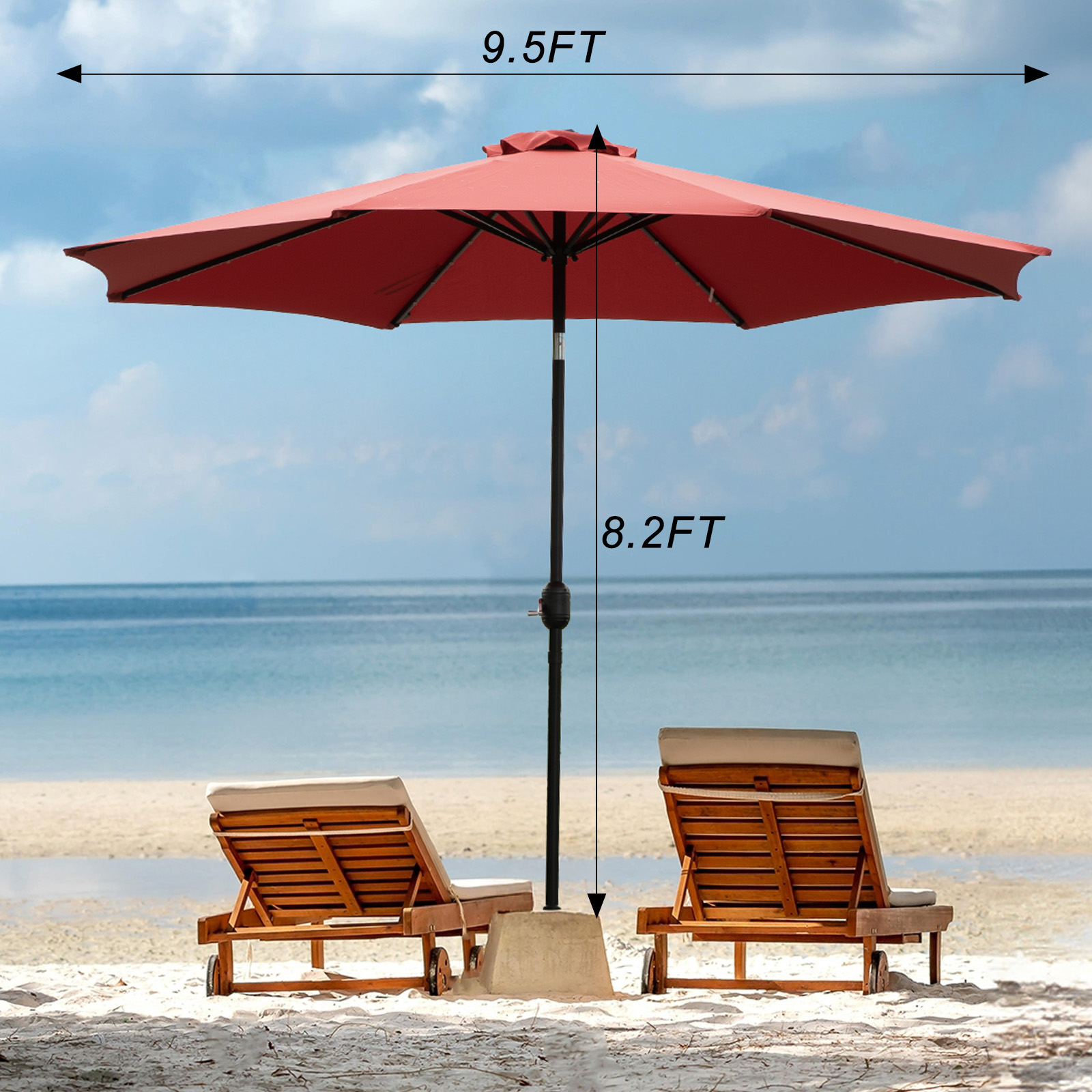 JHK 10FT Solar Patio Umbrella  - Outdoor Furniture Sunbrella บทวิจารณ์และราคา