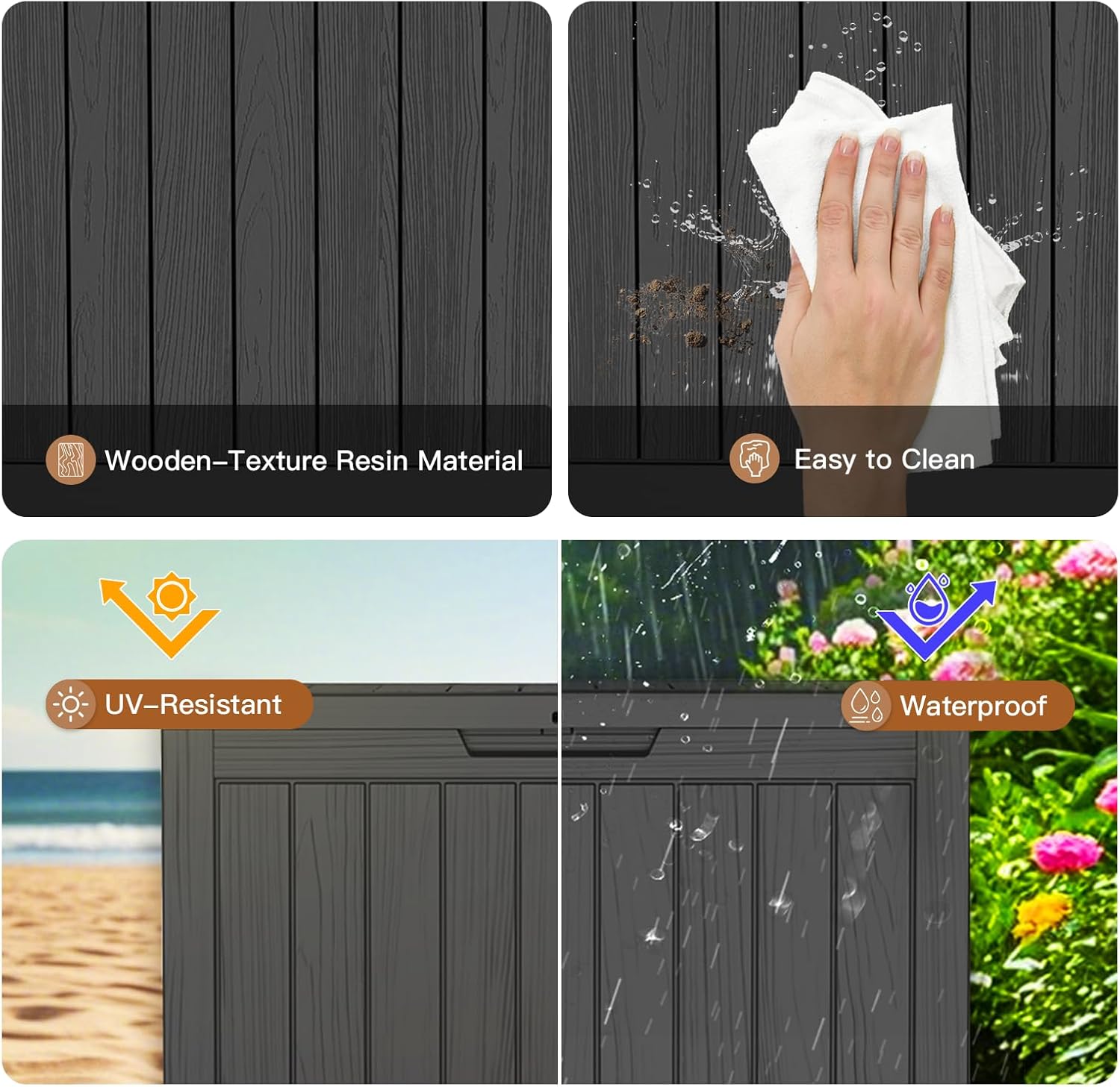 45Gal Black Deck Box - Waterpr - Outdoor Furniture Black บทวิจารณ์และราคา