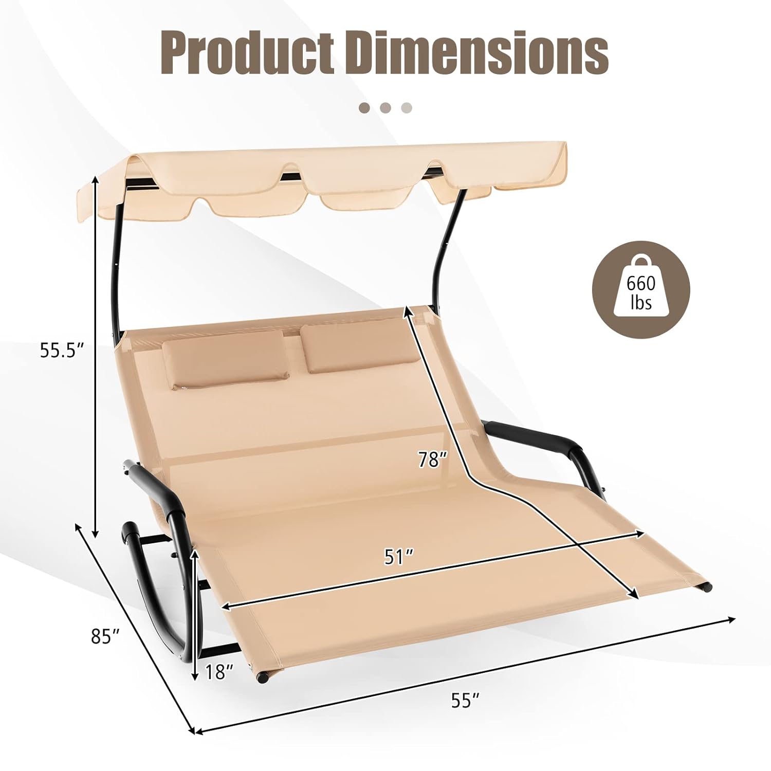 2 Person Adjustable Canopy Lou - Outdoor Furniture Xl บทวิจารณ์และราคา