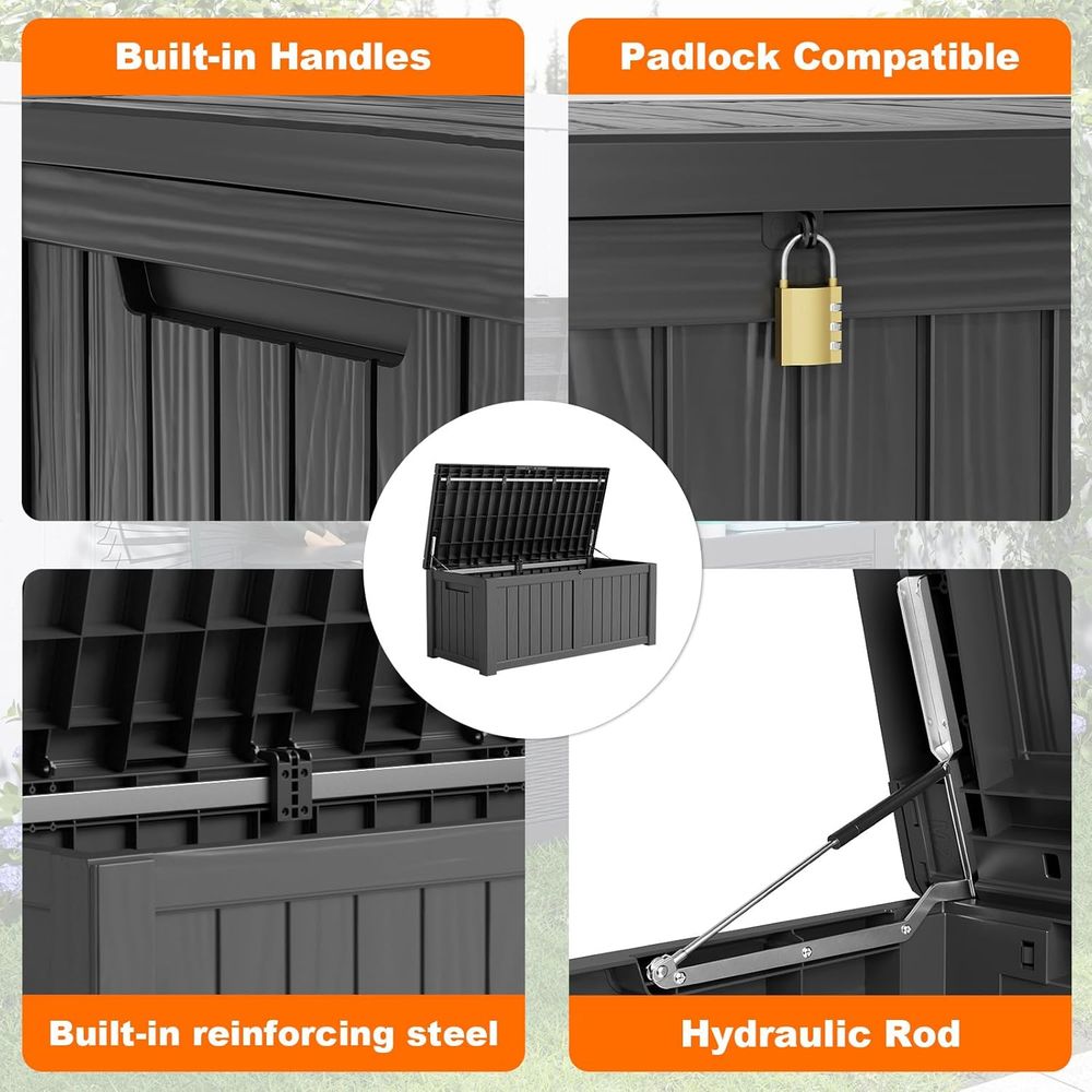 120 Gallon Lockable Outdoor St - Outdoor Furniture Black บทวิจารณ์และราคา