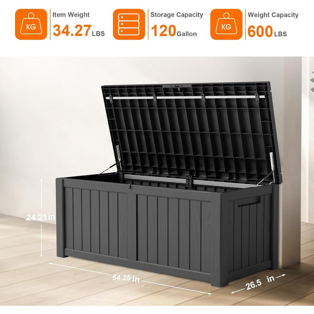 120 Gallon Lockable Outdoor St - Outdoor Furniture Black บทวิจารณ์และราคา