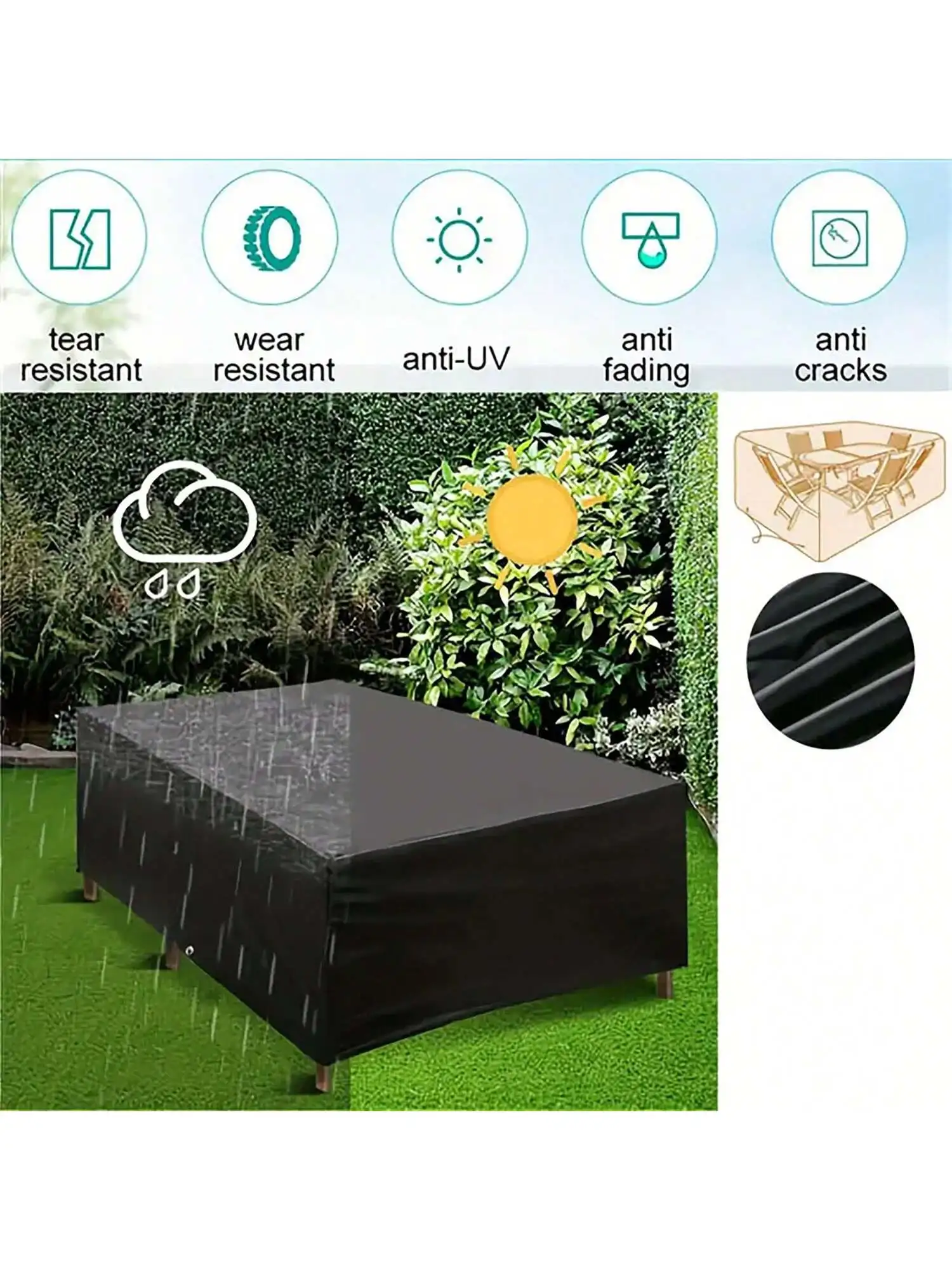 Multi-Size Outdoor Patio Garde - Outdoor Furniture Black บทวิจารณ์และราคา