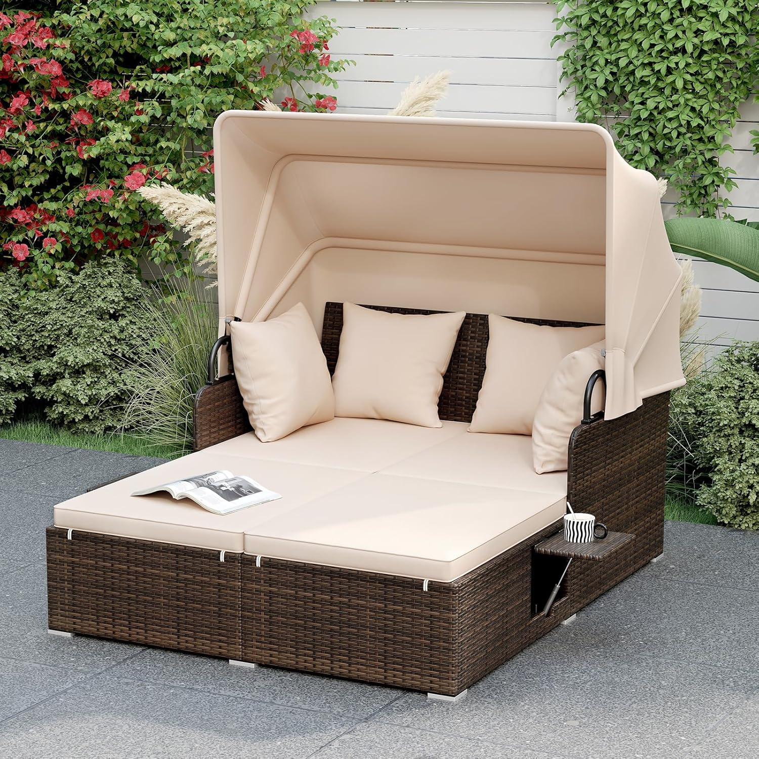 Outdoor Daybed, 2-Person Wicke - Outdoor Furniture Sunbrella บทวิจารณ์และราคา