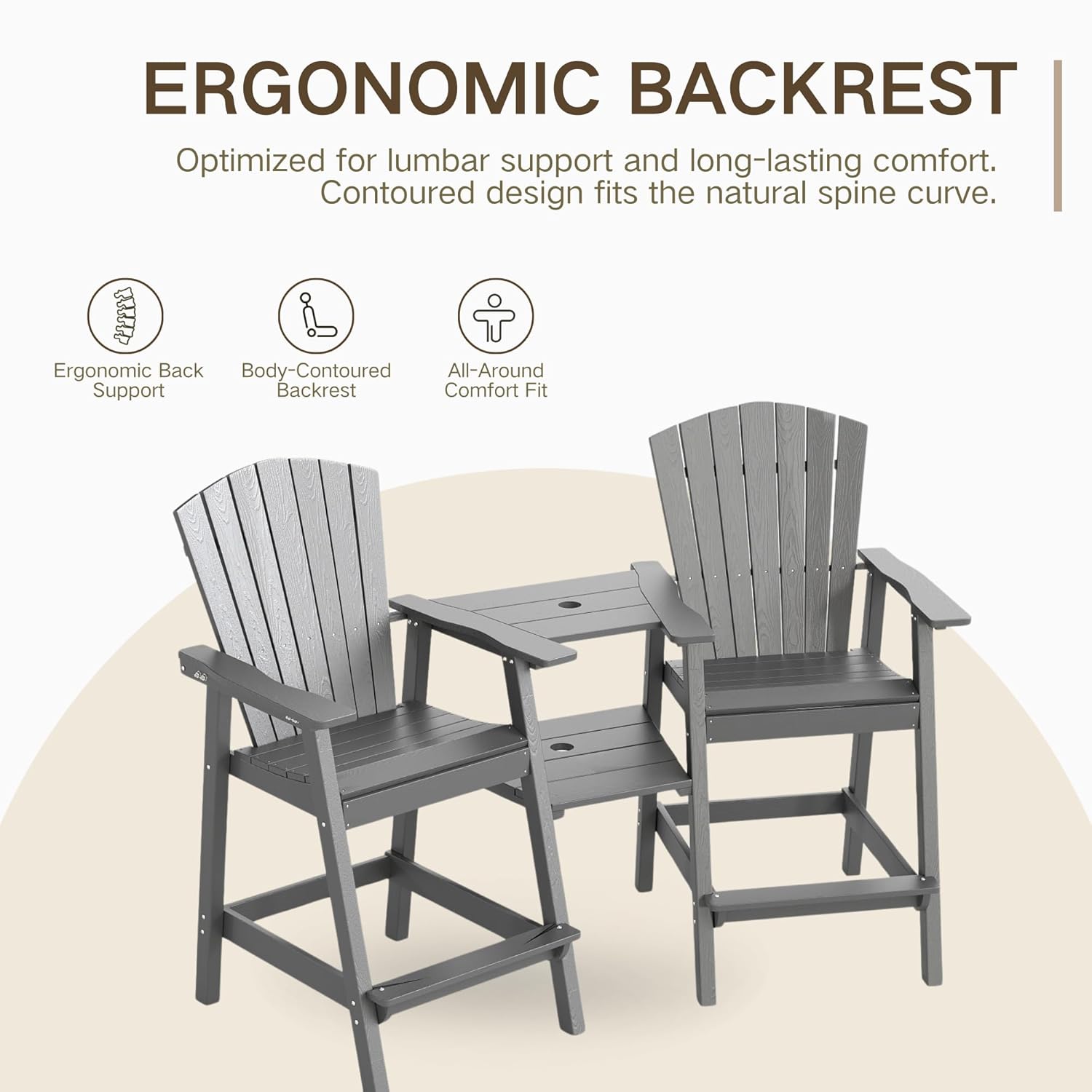 Upgraded Tall Adirondack Chair - Outdoor Furniture Hdpe บทวิจารณ์และราคา