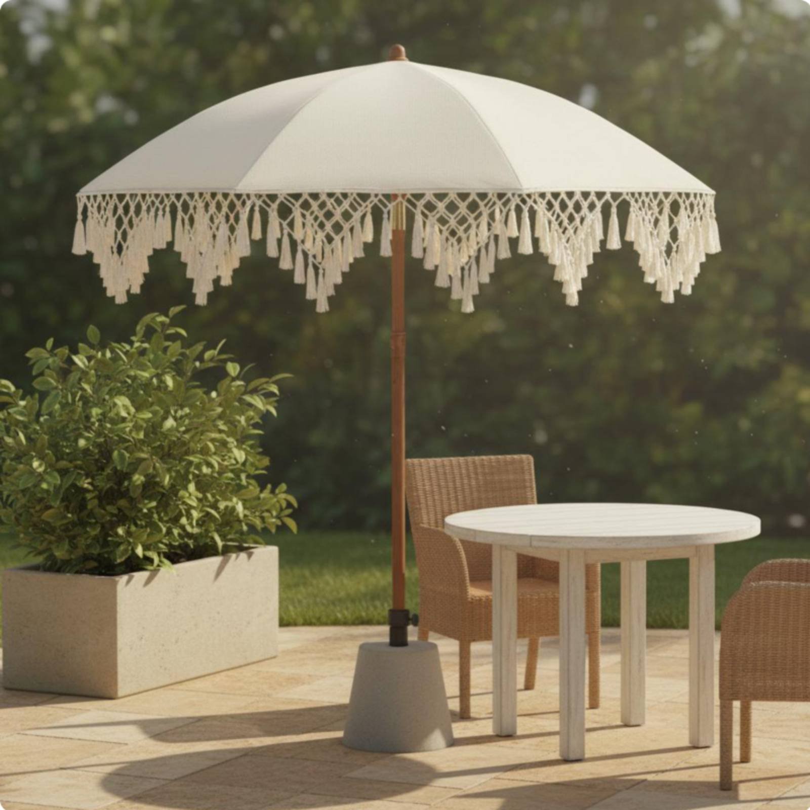 Tassel Patio Umbrella Portable - Outdoor Furniture Vendors บทวิจารณ์และราคา