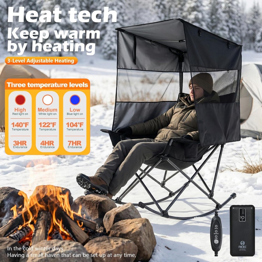 Heated Rocking Camping Chair w - Outdoor Furniture Xl บทวิจารณ์และราคา