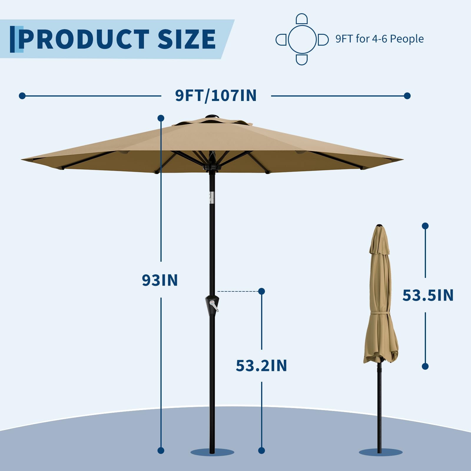 9FT Patio Umbrella - Outdoor T - Outdoor Furniture Sunbrella บทวิจารณ์และราคา