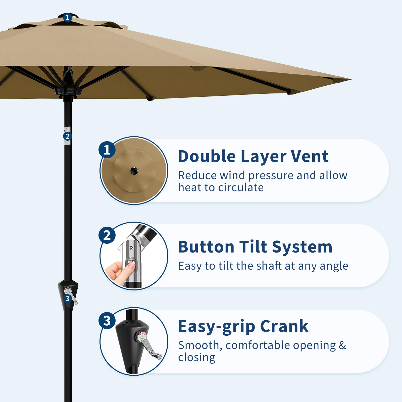9FT Patio Umbrella - Outdoor T - Outdoor Furniture Sunbrella บทวิจารณ์และราคา