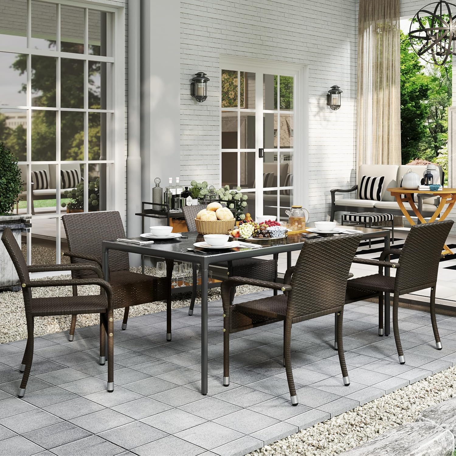 Stackable Outdoor Rattan Dinin - Outdoor Furniture Hdpe บทวิจารณ์และราคา