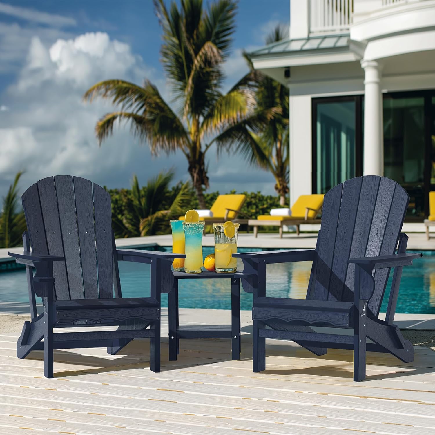 Folding Adirondack Chairs Set  - Outdoor Furniture Hdpe บทวิจารณ์และราคา