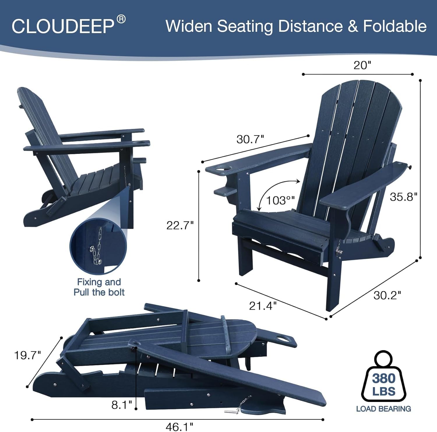Folding Adirondack Chairs Set  - Outdoor Furniture Hdpe บทวิจารณ์และราคา