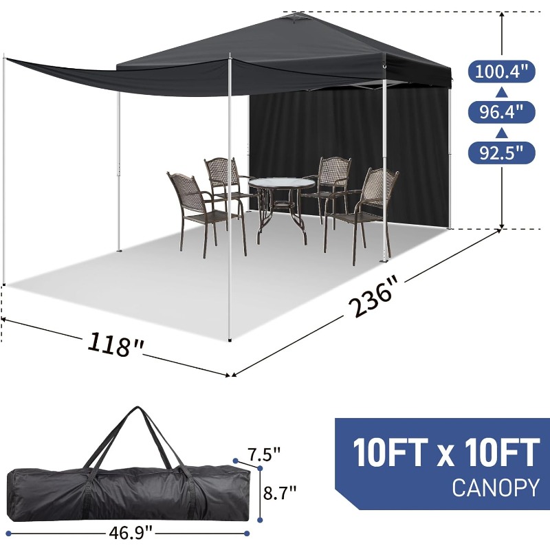 10X10Ft Pop Up Canopy Tent Ins - Outdoor Furniture Black บทวิจารณ์และราคา
