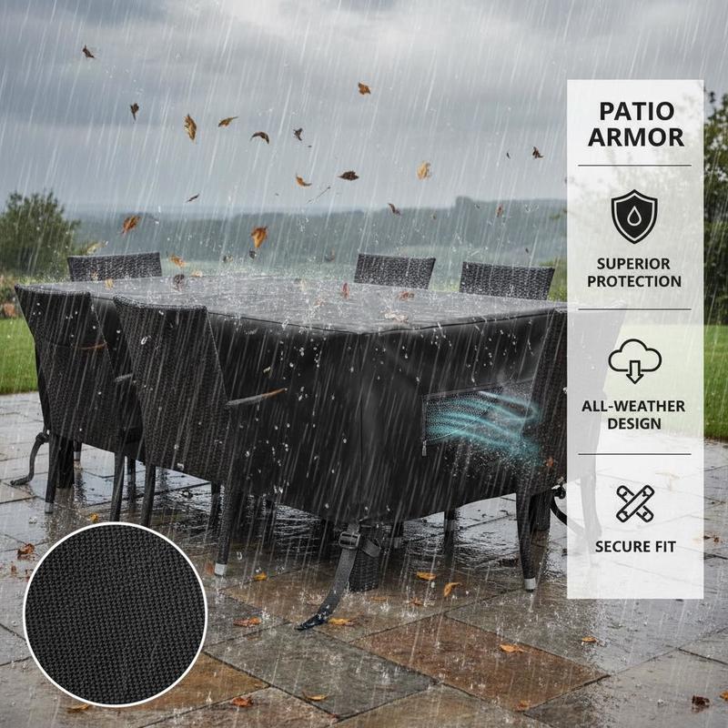 Outdoor Table Set Protector 74 - Outdoor Furniture Black บทวิจารณ์และราคา