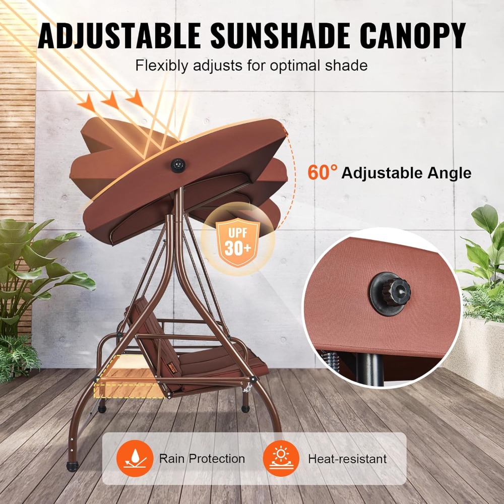 3-Seat Patio Swing Chair, Conv - Outdoor Furniture Sunbrella บทวิจารณ์และราคา