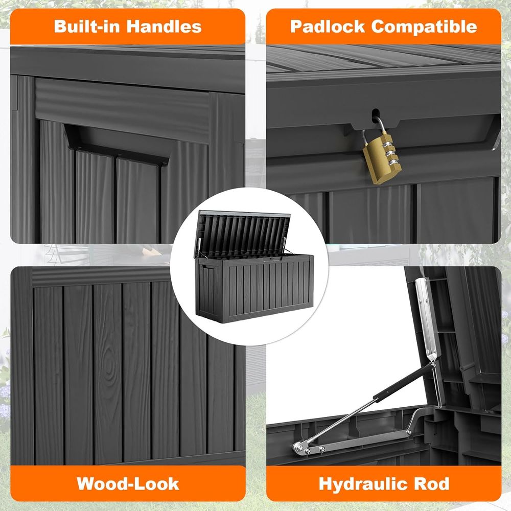90 Gallon Lockable Outdoor Dec - Outdoor Furniture Black บทวิจารณ์และราคา