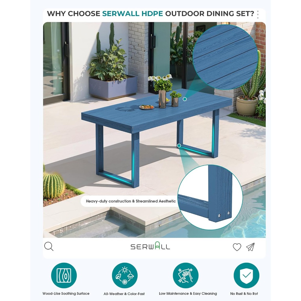 HDPE Outdoor Dining Set for 6, - Outdoor Furniture Hdpe บทวิจารณ์และราคา