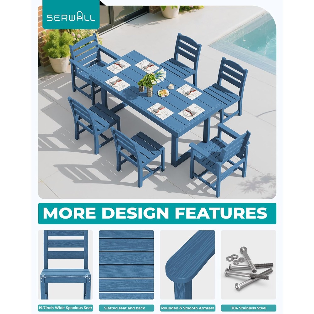 HDPE Outdoor Dining Set for 6, - Outdoor Furniture Hdpe บทวิจารณ์และราคา