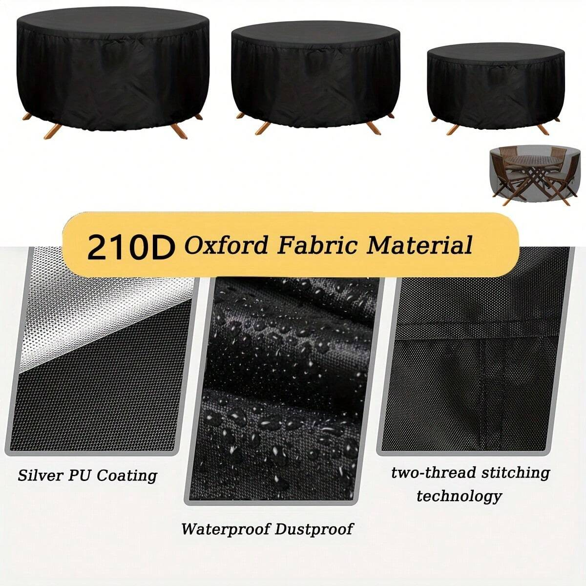 Waterproof Round Patio Furnitu - Outdoor Furniture Black บทวิจารณ์และราคา