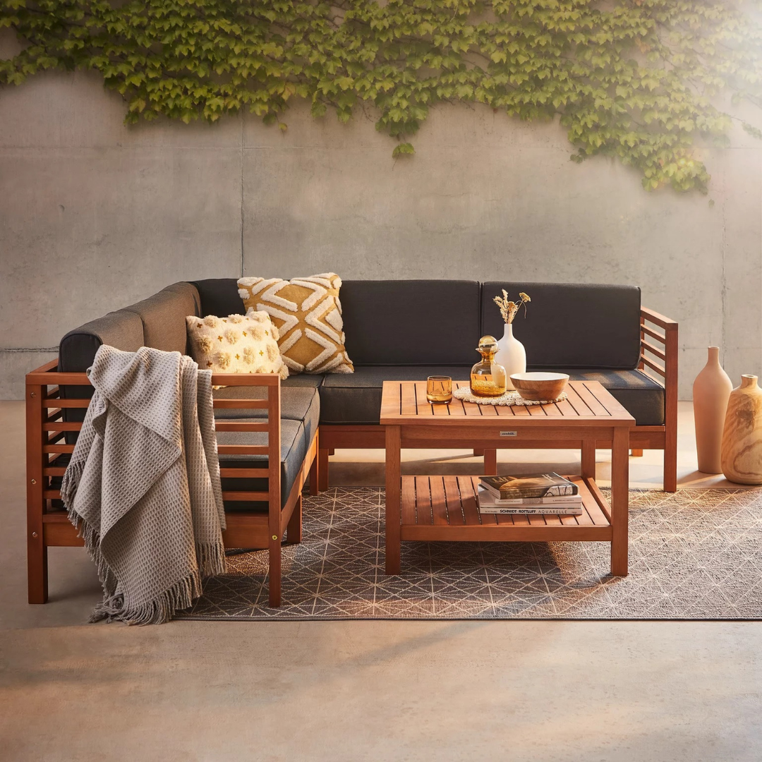 Modern Outdoor Teak Wood Sofa  - Outdoor Furniture Warehouse บทวิจารณ์และราคา